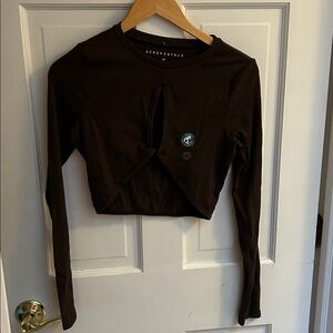 Aeropostale Chocolate Brown Cut-Out Top